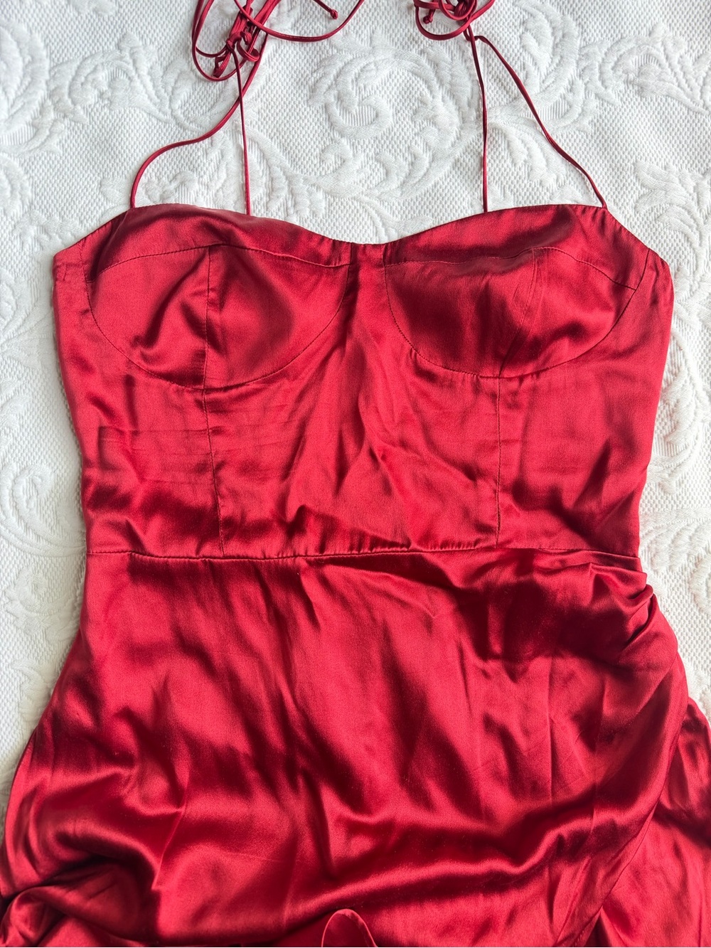 REFORMATION Red Silk Marguerite Midi Dress Size 8 NWOT - Picture 3 of 8